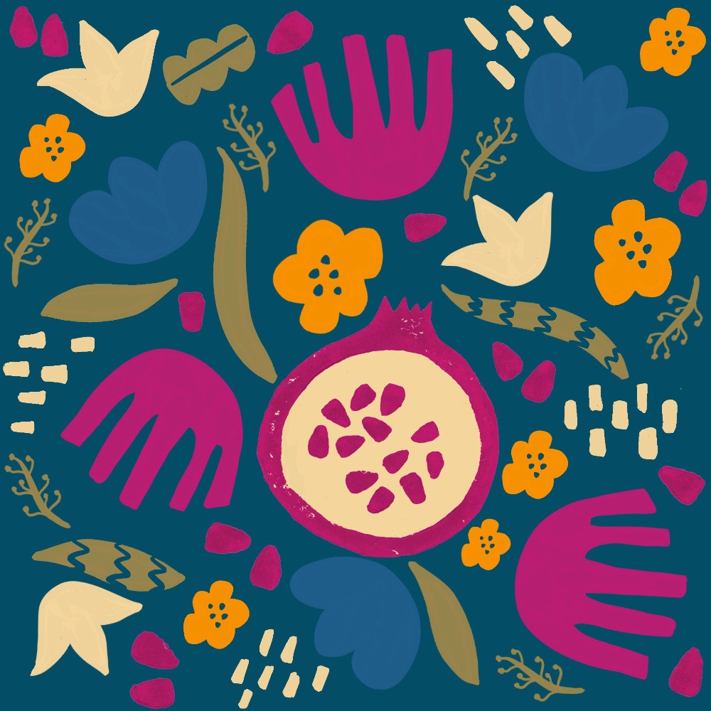 Pomegranates & Flowers Needlepoint Cushion Kit by Unwind Studio