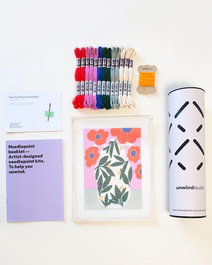 Poppy Pot Needlepoint Kit by Unwind Studio