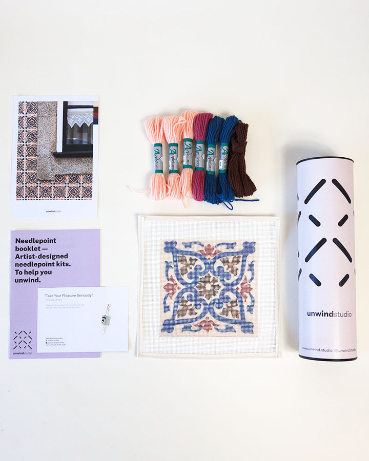 Portuguese Tile Needlepoint Kit: Foz do Douro by Unwind Studio