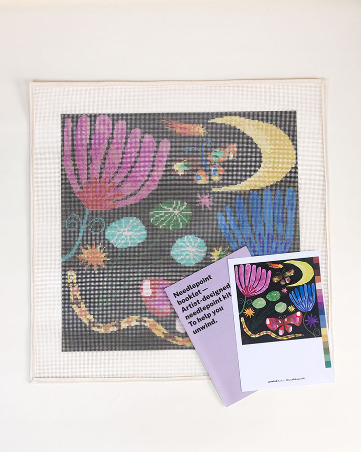 Sleep in Heavenly Peace Needlepoint Tapestry Cushion Kit by Olivia McEwan-Hill