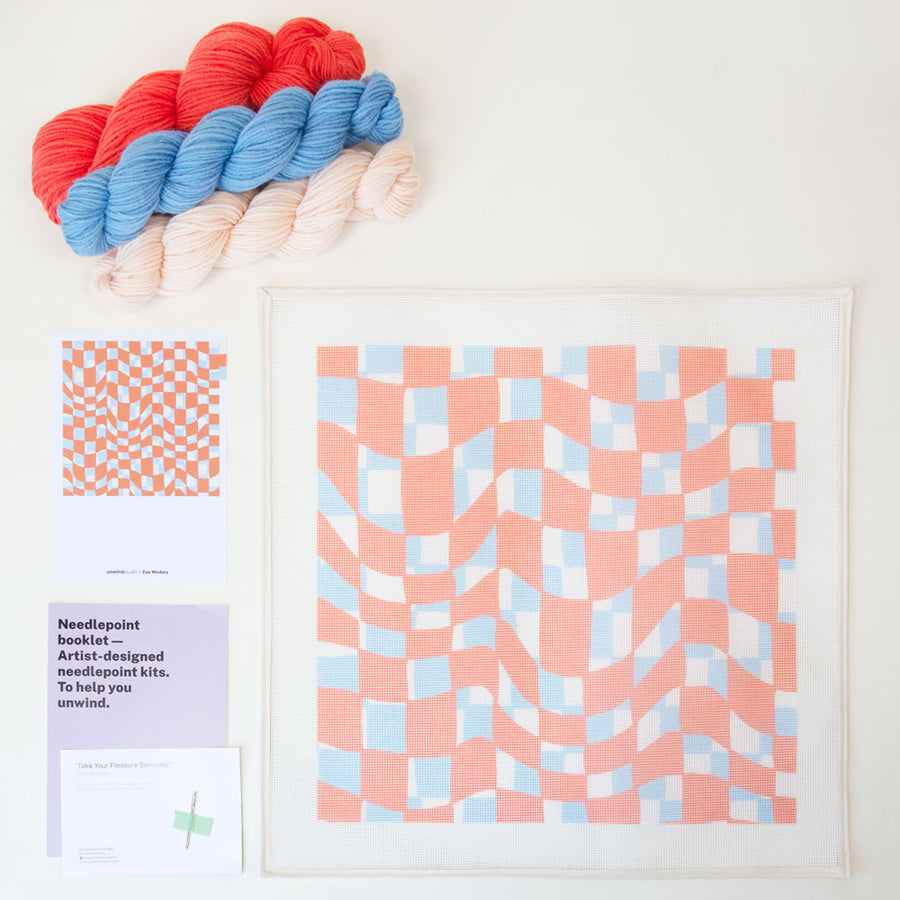 Contemporary Summer Checker Needlepoint Cushion Kit – Unwind Studio