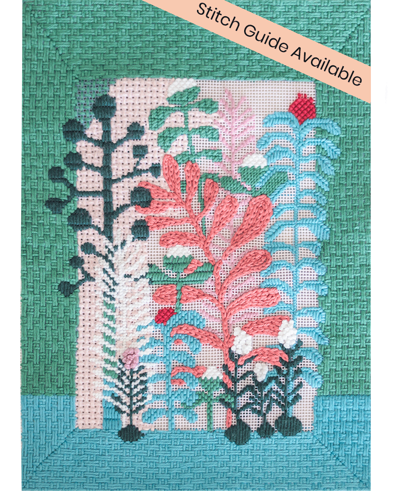 Building of a Thousand Flowers Needlepoint kit with design by Bina Tangerina contemporary affordable