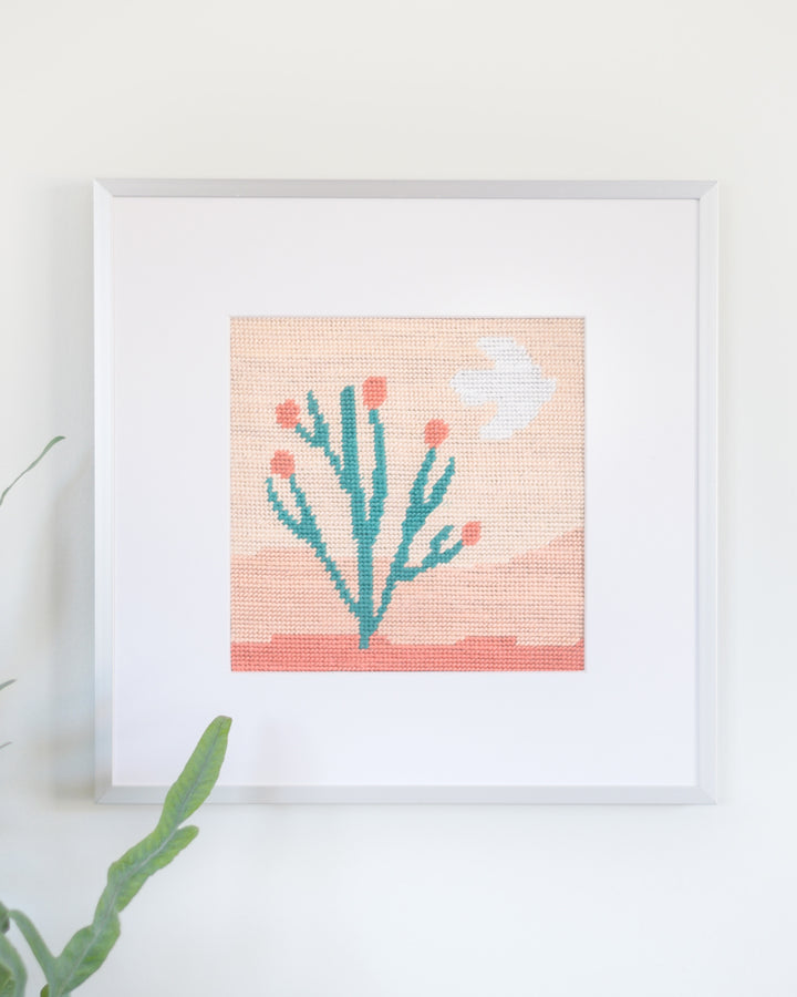 Desert Cactus Scene Beginner Needlepoint Kit by Unwind Studio