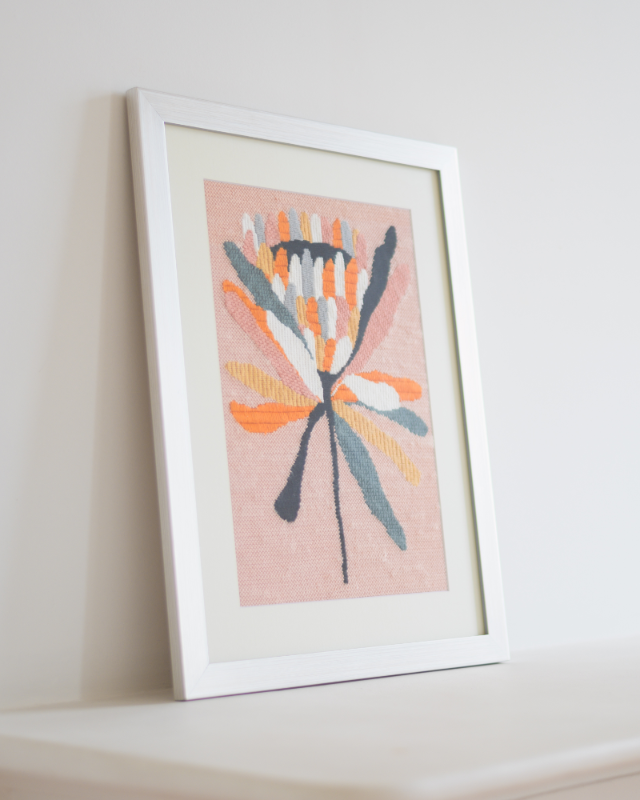 Pink Ice Protea Needlepoint Kit by Unwind Studio