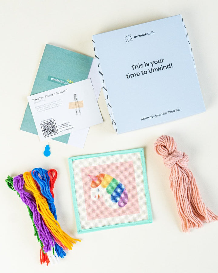 Rainbow Unicorn - Needlepoint Kit for Kids by Unwind Studio