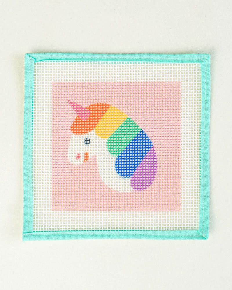 Rainbow Unicorn Needlepoint Kit for Kids Unwind Studio