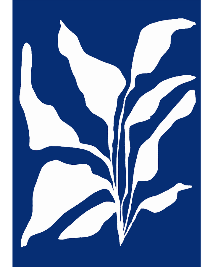 Illustration of white plant in blue background