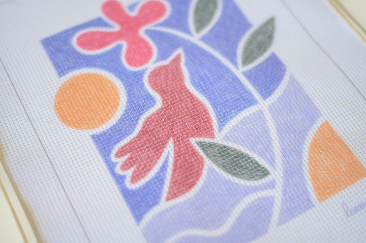 Envolée Bird Abstract needlepoint tapestry tapisserie design Lea Amati unwind studio