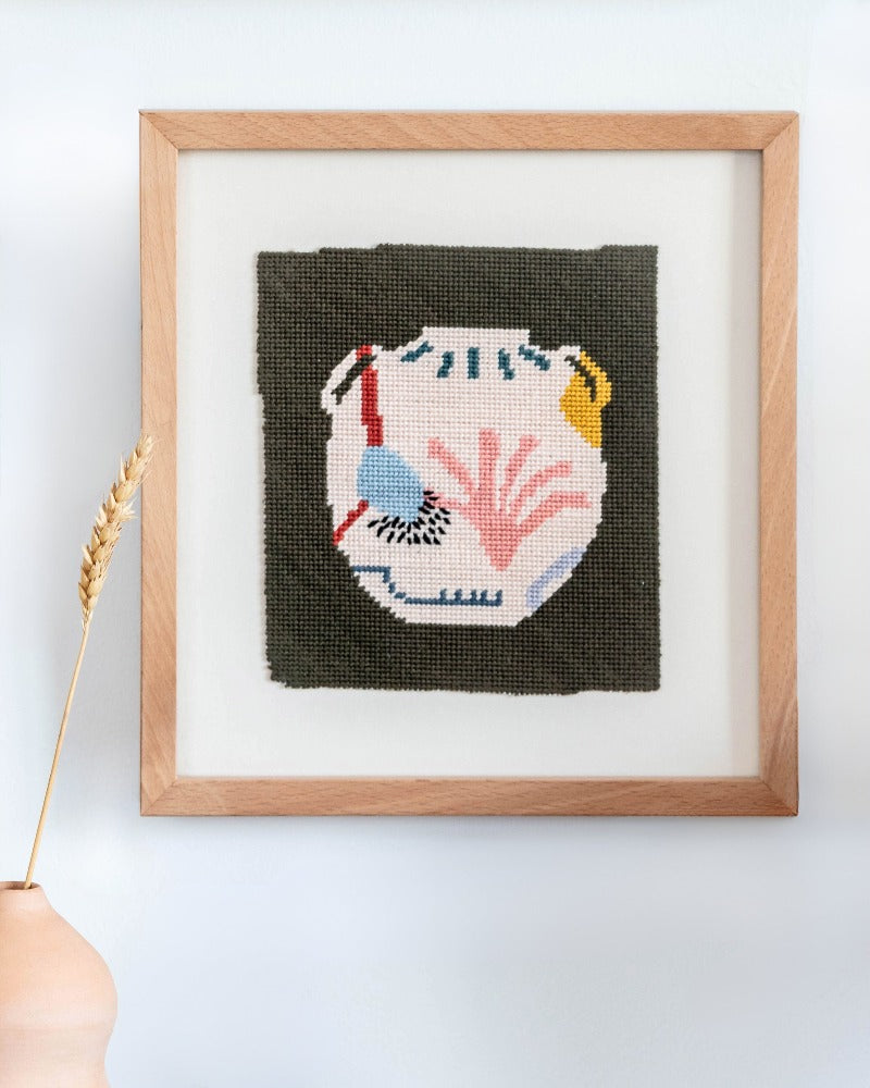 Clay Belly Needlepoint Kit with canvas and threads by Unwind Studio