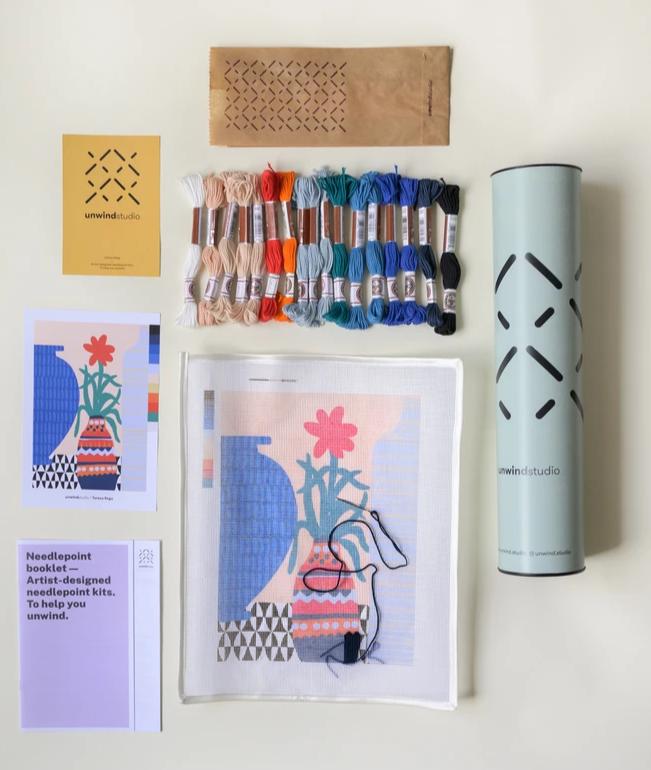 Winter Garden needlepoint tapestry kit with design by Teresa Rego Studio