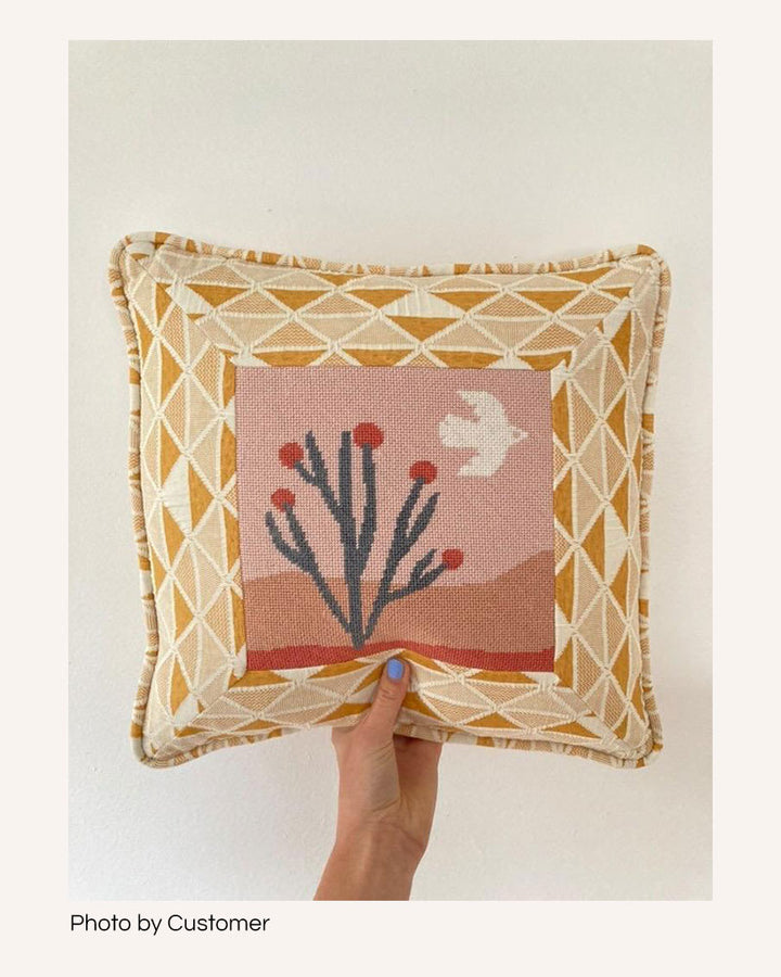 Desert Cactus Scene needlepoint pillow photo by customer