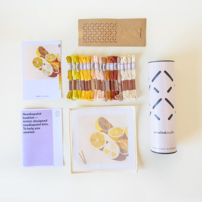 Lemons Needlepoint Kit by Unwind Studio