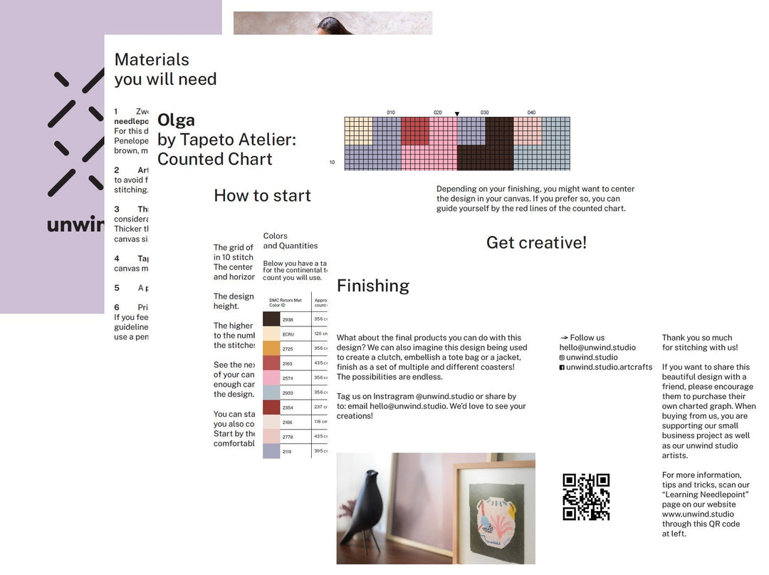 Olga Needlepoint (Counted Canvas Kit) by Unwind Studio