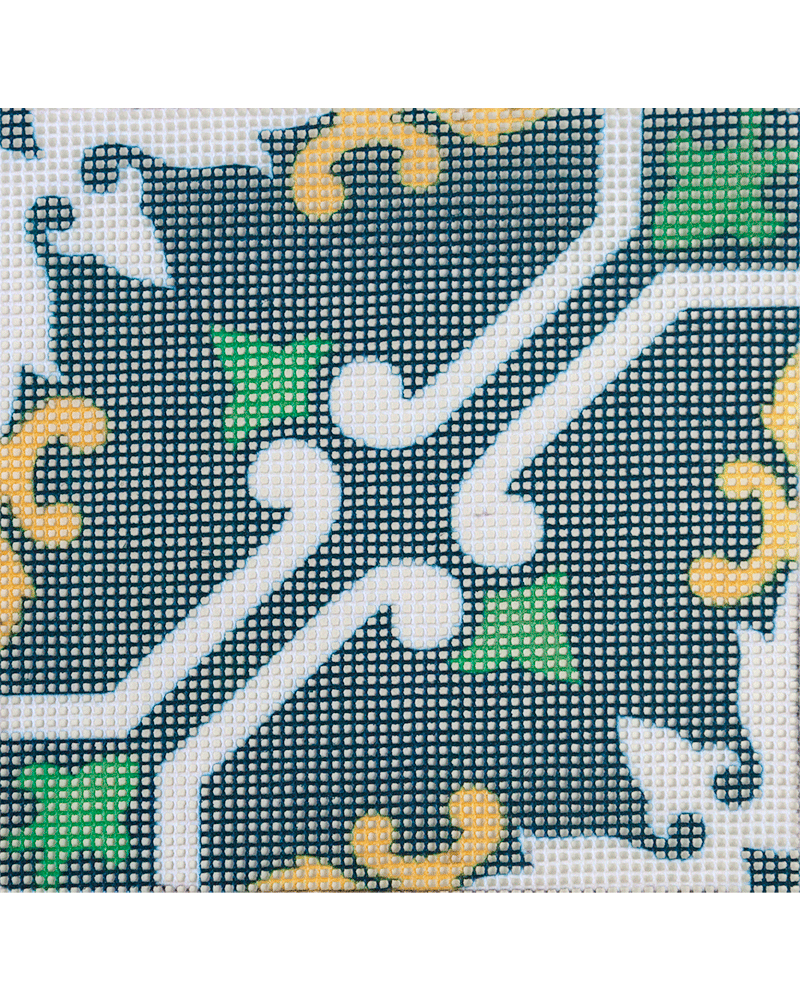 Portuguese Tiles Needlepoint Kit - Paranhos Forest Green canvas by Unwind Studio